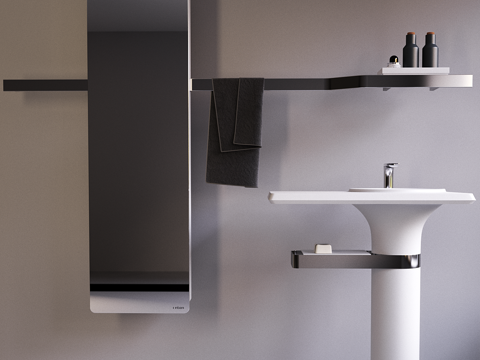 Independent wash basin vertical wash basin column wash basin bathroom mirror towel rack