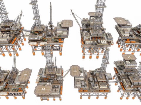 Modern Oil Platform Derrick Offshore Oil Drilling Platform Drilling Platform Industrial Building Refinery