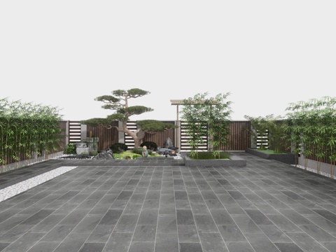 New Chinese Courtyard Garden Roof Garden Courtyard New Chinese Zen Garden Landscape Garden Courtyard View