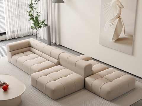 Cream Style Living Room Modern Simple Home Living Room Sofa Coffee Table Combination Fabric Sofa