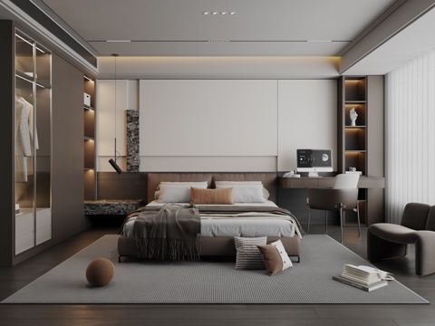 Modern Italian Style Bedroom No Main Light Bedroom Master Bedroom Second Bedroom Bay Window Bedroom Double Bed