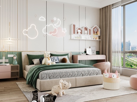 Modern kids Bedroom Boys Room Girls Room kids Bed Children's Wardrobe Children's Desk