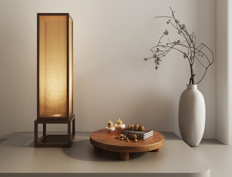 New Chinese Floor Lamp Living Room Zen Solid Wood Black Walnut Floor Lamp Study Chinese Floor Lamp