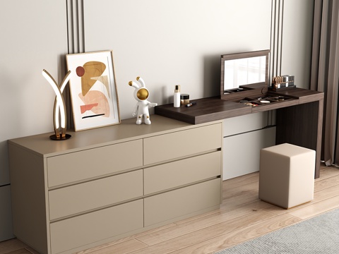 Modern Style Dresser Makeup Stool Combination Dresser Makeup Stool Mirror Decoration Hanging Picture