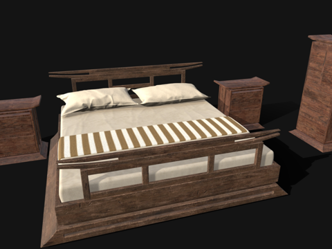 European-style Double Bed Simple European Bedroom Furniture Combination Double Bed Bedside Cabinet Wardrobe