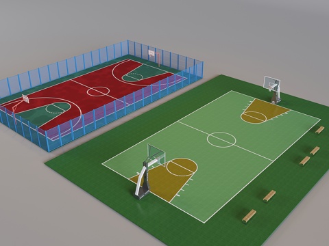 Basketball court Sports court Fence Guardrail