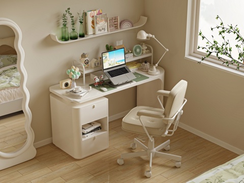 Cream Desk and Chair Desk and Chair Study Table and Chair Table and Chair Computer Desk