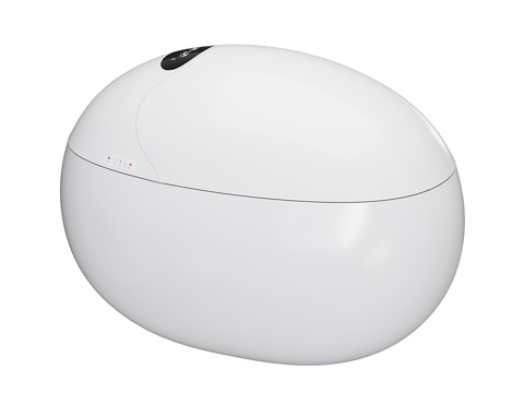 Modern white egg-shaped smart toilet