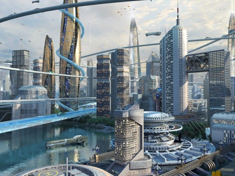 Modern sci-fi city of the future