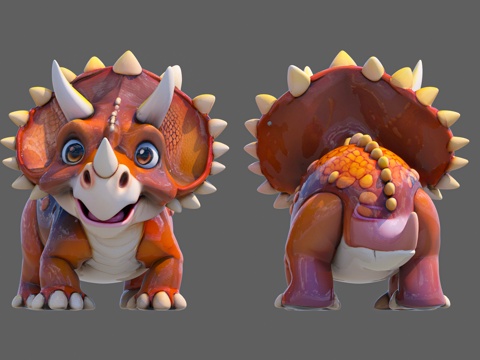 Triceratops cartoon animation cartoon adorable anthropomorphic dinosaur animal beast outfit