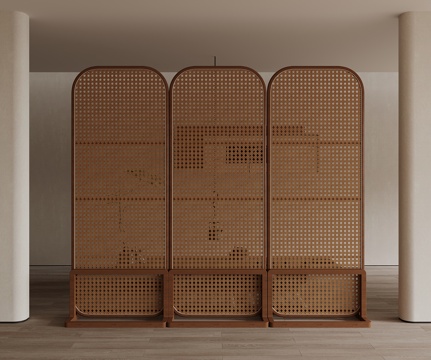 Middle ancient screen partition rattan