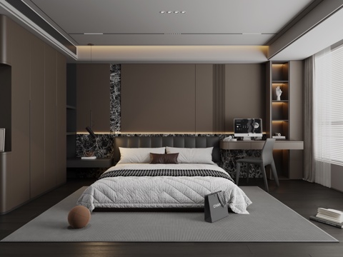 Modern Italian Style Bedroom No Main Light Bedroom Master Bedroom Second Bedroom Bay Window Bedroom Double Bed Bed