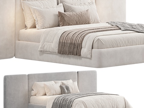 Modern Cream LOLA Fabric Double Bed