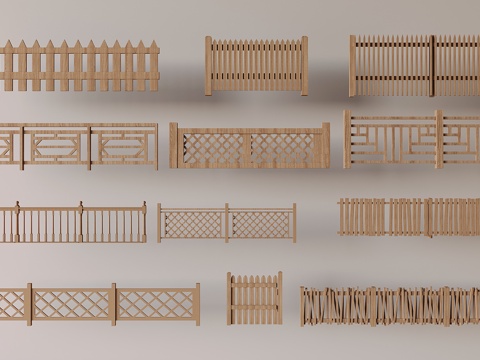 New Chinese-style Fence Protective Fence Solid Wood Railing Enclosure Wall Courtyard Wooden Fence