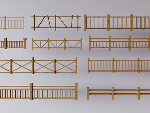 Chinese Fence Stair Fence Solid Wood Railing Fence Bamboo Fence Partition Fence