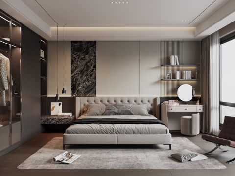 Modern Italian Style Bedroom No Main Light Bedroom Master Bedroom Second Bedroom Bay Window Bedroom Double Bed