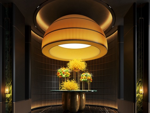 Modern hotel hall floral installation