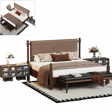 Mid-ancient style double bed combination ornaments