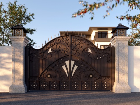 European-style wrought iron gate