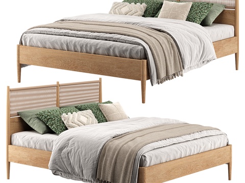 New Chinese Malora rattan double bed