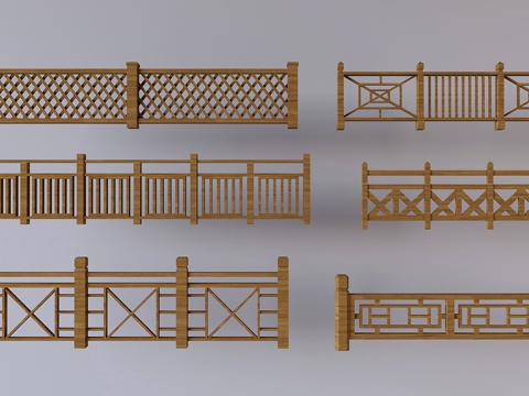 Middle antique stair railing solid wood handrail fence hollow partition fence