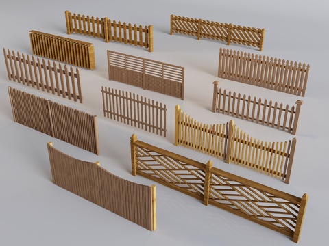 Mid-century Style Fence Protective Fence Solid Wood Railing Fence Fence Courtyard Enclosure Wall