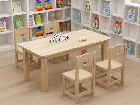 Children's Solid Wood Tables and Chairs Kindergarten Toy Table Toy Books