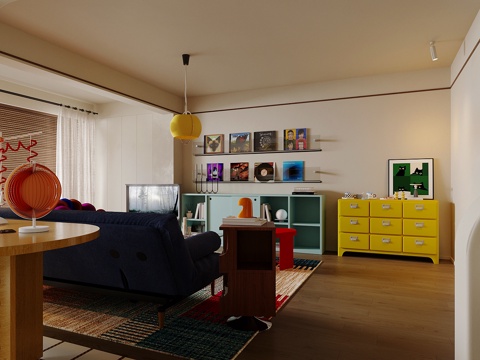 Modern Home Living Room Bauhaus Living Room Memphis Living Room Retro Style Living Room Dopamine Living Room