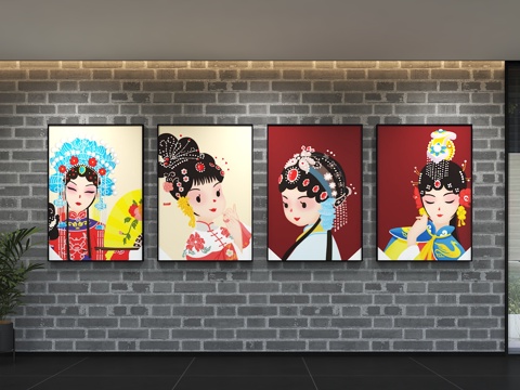 Chinese Opera Culture Wall Wall Decoration Hanging Painting Slogan Display Wall