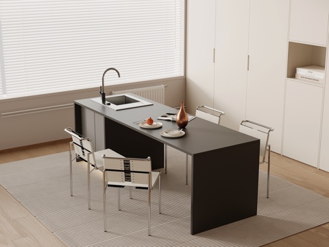 Modern Simple Bar Island Table Dining Table and Chair