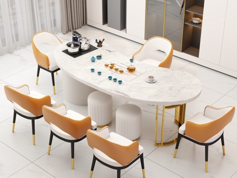 Cream Style Large Board Table Tea Table and Chair Combination Tea Table Tea Table Tea Room Tea Table Balcony Tea Table