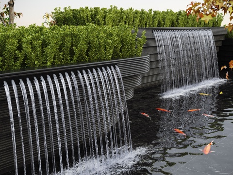 Modern water landscape courtyard water feature stacked water fish pond