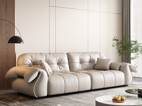 Modern double sofa coffee table combination