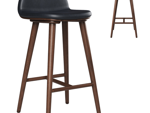 Neo-Chinese Style Affordable Luxury Style Boulder Leather Bar Stool