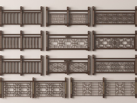 Chinese-style hollow-out guardrail fence railing