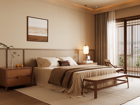 Neo-Chinese Style Home Bedroom Song Style Aesthetic Bedroom Song Style Style Bedroom New Chinese Double Bed