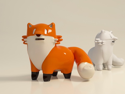 Fox Animal Cartoon Sculpture Ornaments Toy Printing Props Mei Chen Pin