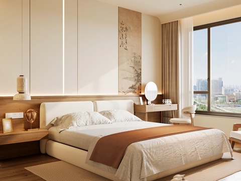 Neo-Chinese Style Home Bedroom Song Style Aesthetic Bedroom Song Style Style Bedroom New Chinese Double Bed