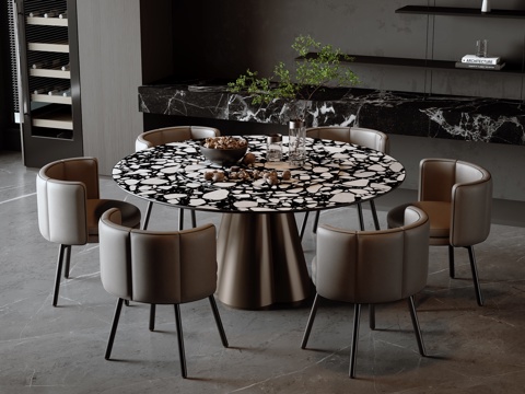 Modern Italian Dining Table and Chair Combination