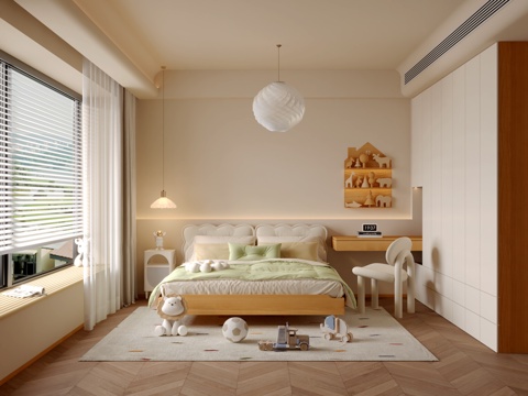 Log Cream Style kids Bedroom