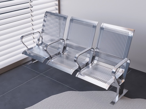 Stainless Steel Public even-row Chair Waiting Chair Infusion Chair Three-seat Airport Rest Chair