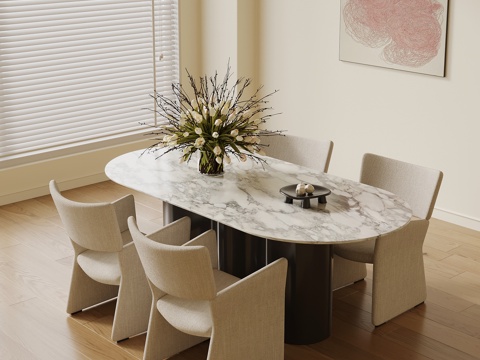 Modern Cream Style Dining Table and Chair