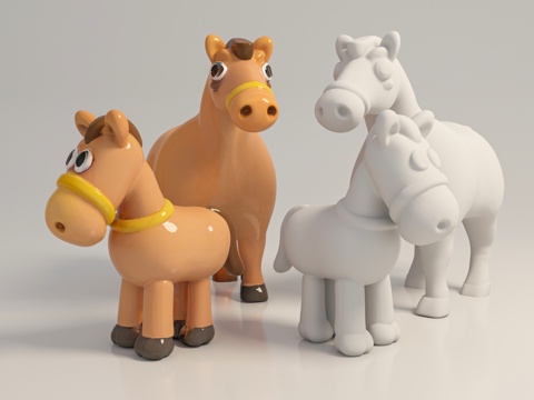 Horse Cartoon Sculpture Decoration Jewelry Game Props Doll Hand Game Field