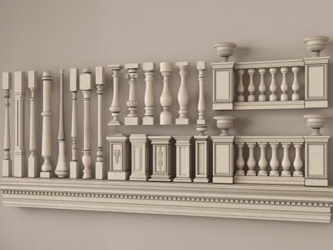 Pillar baluster plaster stair handrail guardrail fence treasure bottle railing to block the river