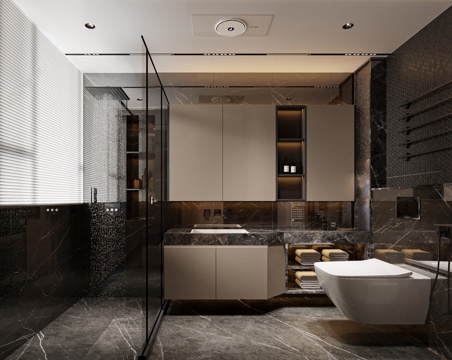 Modern Dark Toilet Suspension Toilet Shower Shower Washbasin Bathroom Mirror Hanging Cabinet