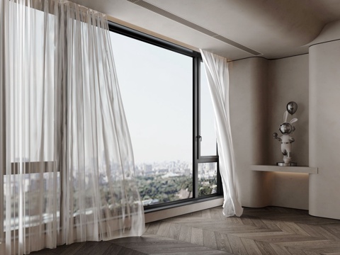 modern curtain window screen floor-to-ceiling window