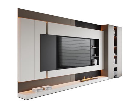 Italian TV Wall Hanging TV background wall Stone background wall Embedded TV wall