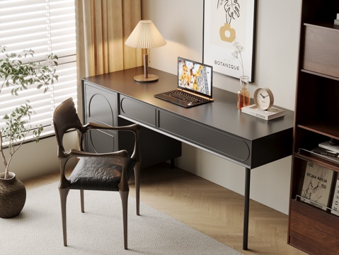 Mid-century Style Desk and Chair Computer Desk and Chair Writing Desk Learning Desk and Chair Solid Wood Chair Bookcase