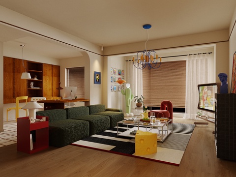 Modern Home Living Room Bauhaus Living Room Memphis Living Room Retro Style Living Room Dopamine Living Room