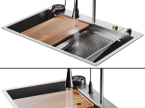 Waterfall Kitchen Sink Nano Stainless Steel 003